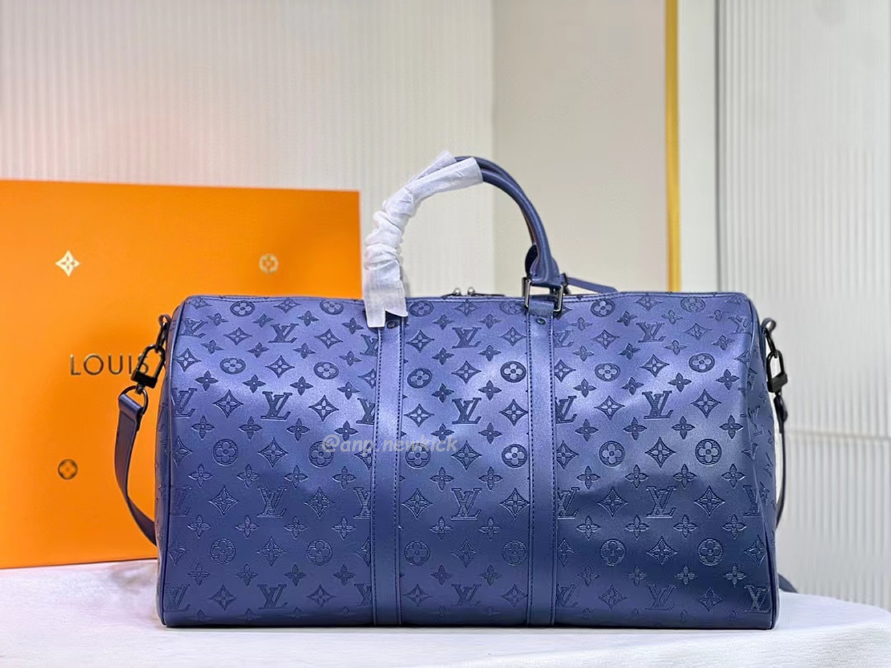 Louis Vuitton Keepall Bandouliere Monogram 50 Navy Duffel Bag (8) - www.newkick.vip